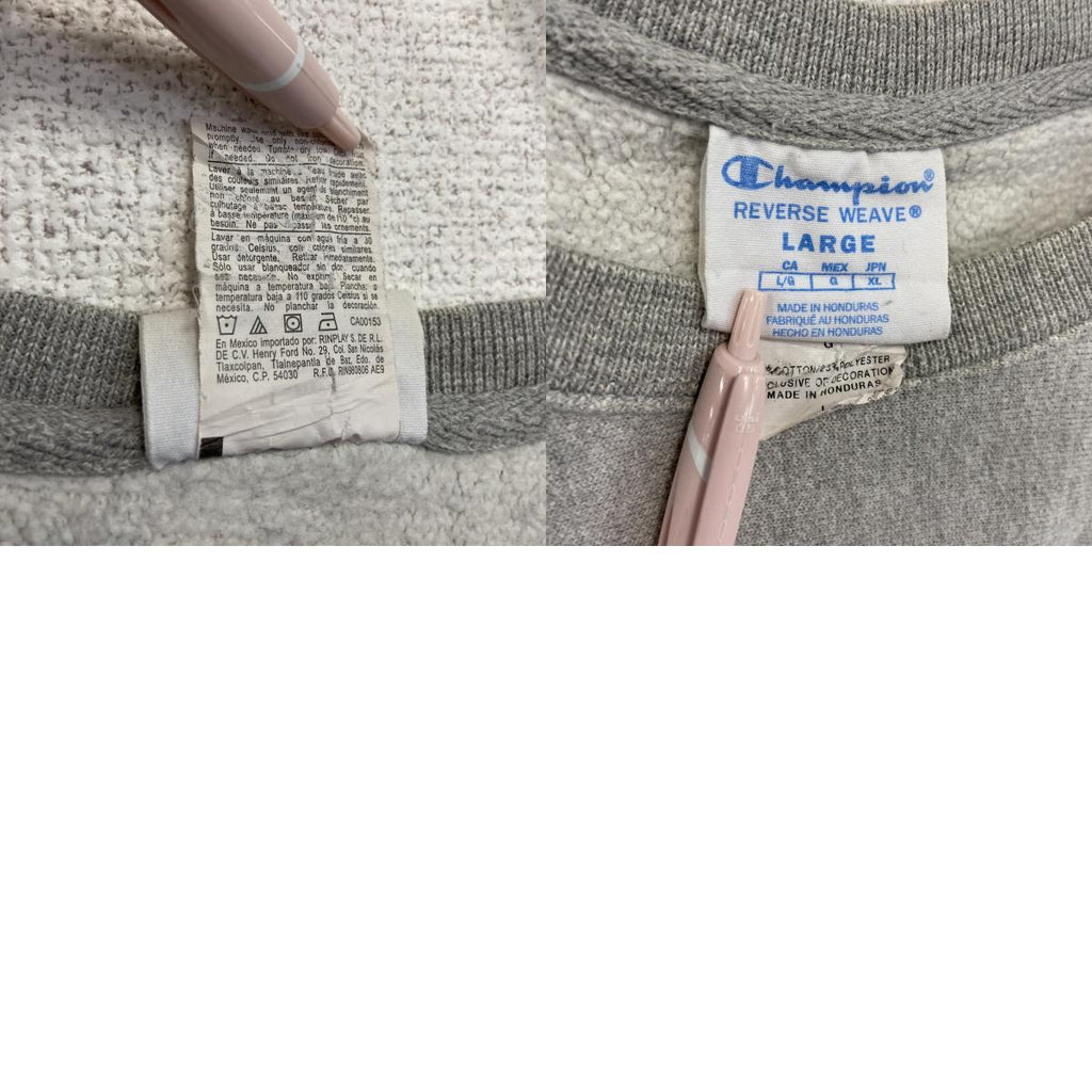 00s　champion　チャンピオン　ワンポイント刺繍スウェット/トレーナー　灰色　グレー　XLサイズ