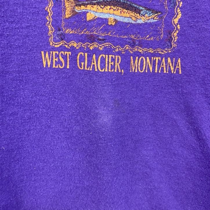 90s　ONEITA　オニータ　半袖プリントTシャツ　シングルステッチ　USA製　紫　パープル　Lサイズ