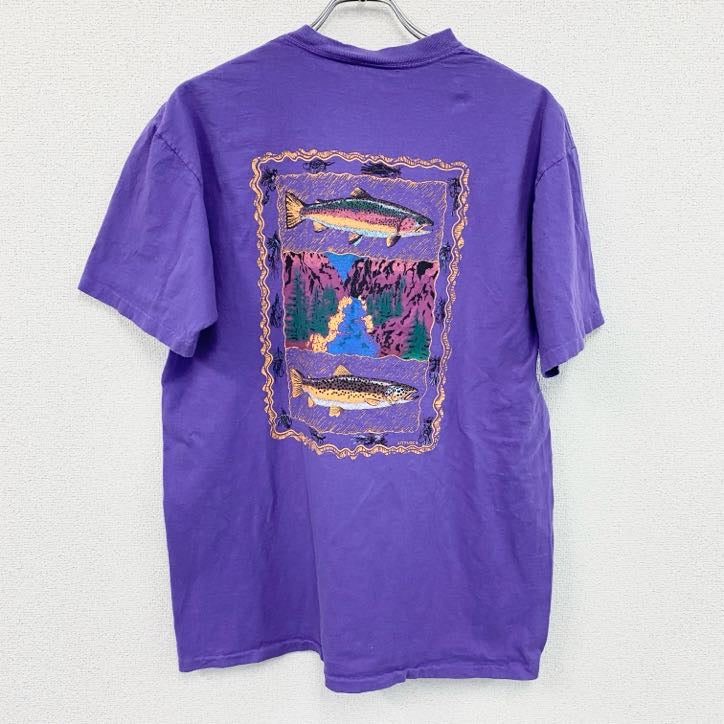 90s　ONEITA　オニータ　半袖プリントTシャツ　シングルステッチ　USA製　紫　パープル　Lサイズ