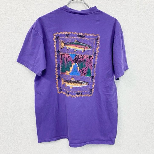 90s　ONEITA　オニータ　半袖プリントTシャツ　シングルステッチ　USA製　紫　パープル　Lサイズ