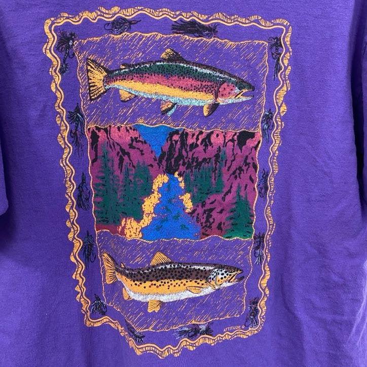 90s　ONEITA　オニータ　半袖プリントTシャツ　シングルステッチ　USA製　紫　パープル　Lサイズ
