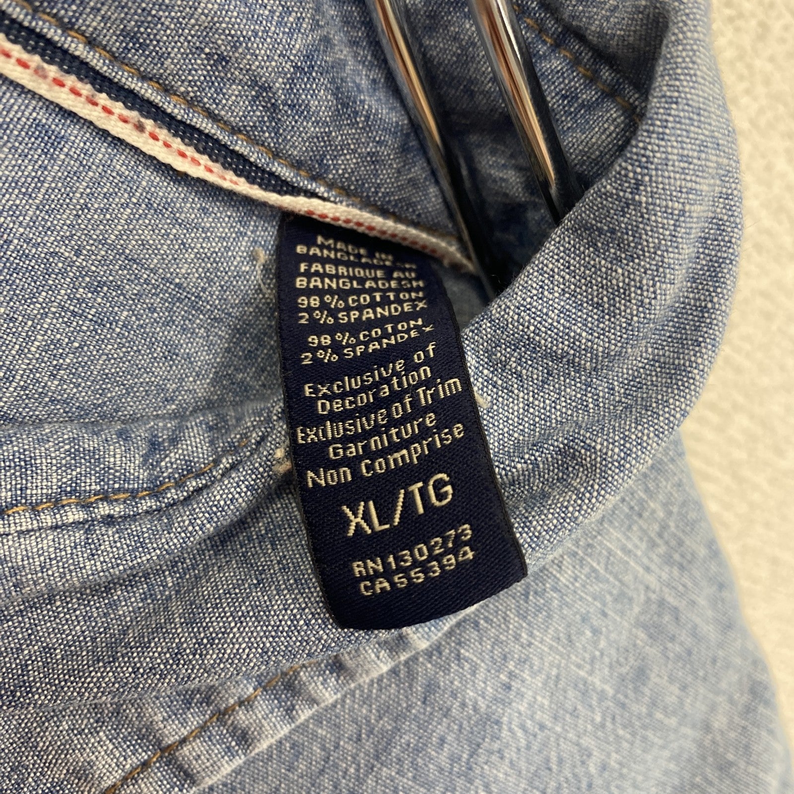 Wrangler　ラングラー　長袖デニムシャツ　2つポケット　フラップポケット　インディゴ　XLサイズ