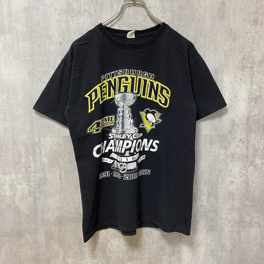 古着 used　Keya USA　PITTSBURGH PENGUINS　半袖プリントTシャツ　アイスホッケー　レトロ　Mサイズ