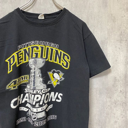古着 used　Keya USA　PITTSBURGH PENGUINS　半袖プリントTシャツ　アイスホッケー　レトロ　Mサイズ