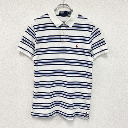 FRED PERRY　フレッドペリー　半袖ポロシャツ　ボーダー　白　ホワイト　Lサイズ