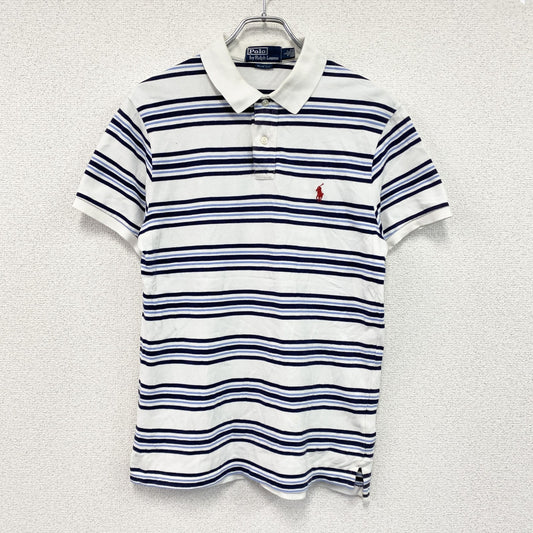 FRED PERRY　フレッドペリー　半袖ポロシャツ　ボーダー　白　ホワイト　Lサイズ