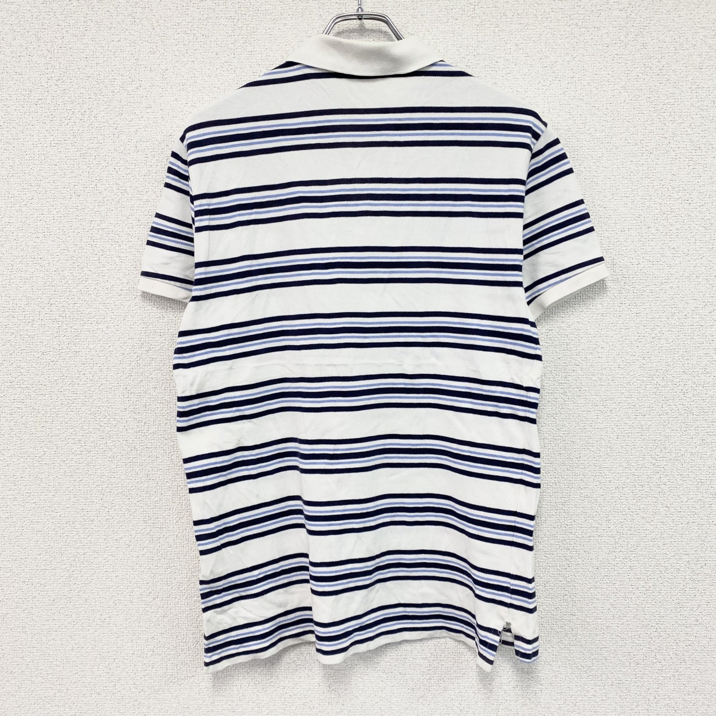 FRED PERRY　フレッドペリー　半袖ポロシャツ　ボーダー　白　ホワイト　Lサイズ
