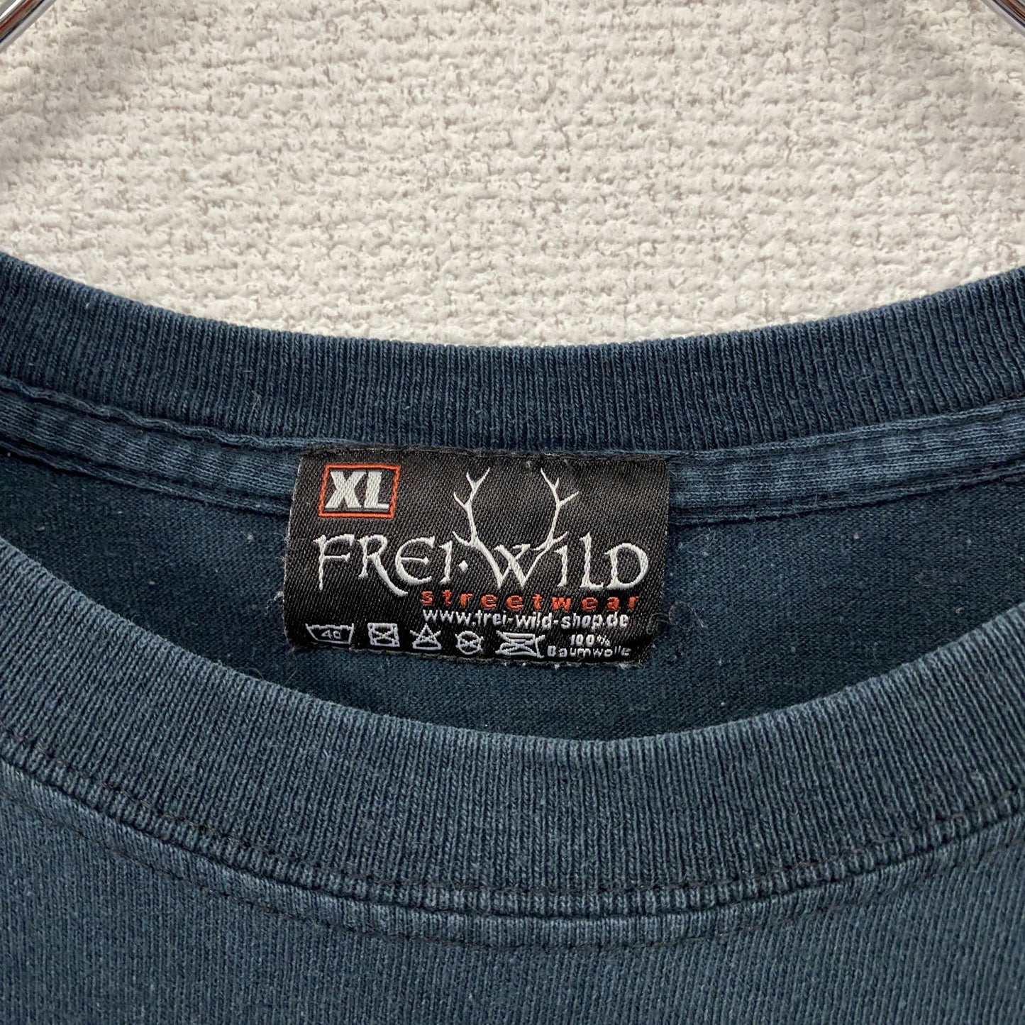 FREI WILD　フレイワイルド　半袖プリントTシャツ　バンドT　紺　ネイビー　XLサイズ　