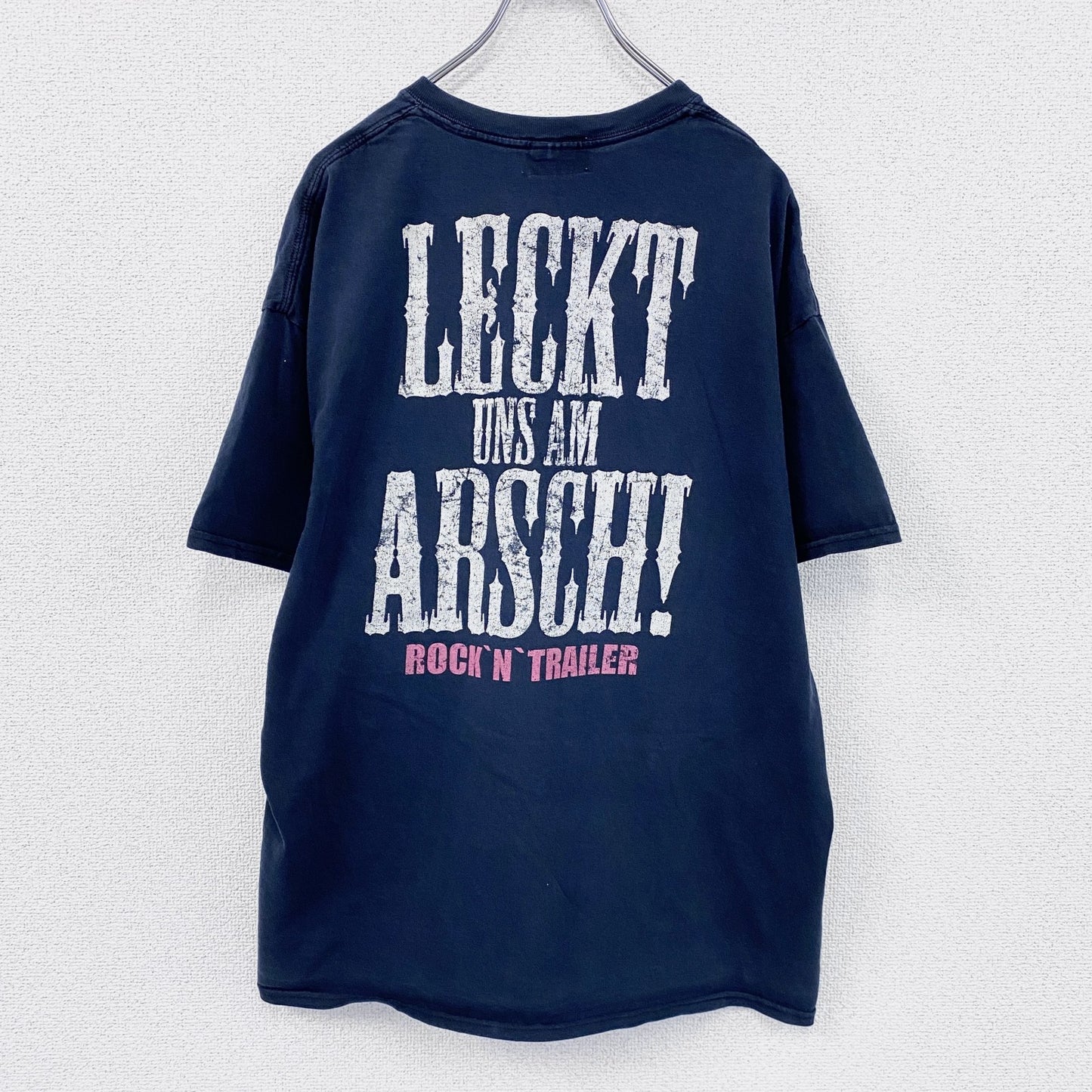 FREI WILD　フレイワイルド　半袖プリントTシャツ　バンドT　紺　ネイビー　XLサイズ　