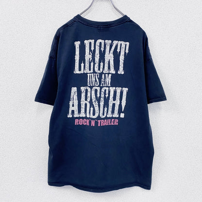 FREI WILD　フレイワイルド　半袖プリントTシャツ　バンドT　紺　ネイビー　XLサイズ　
