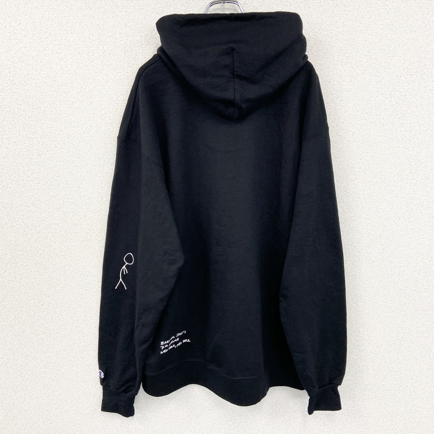 古着 used　champion　チャンピオン　プリントフーディー/スウェットパーカー　黒　ブラック　XLサイズ