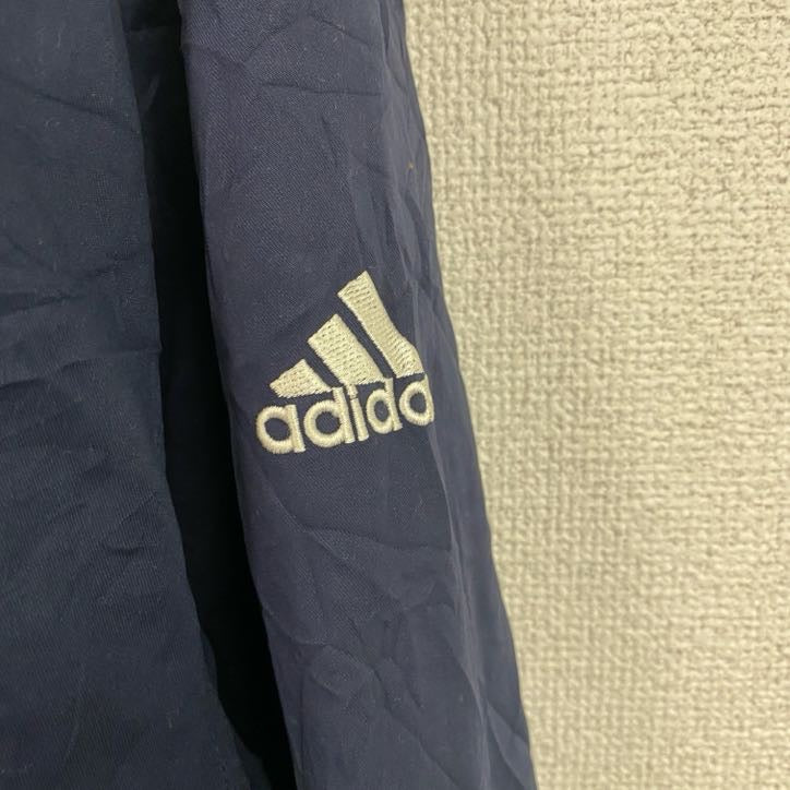 adidas　アディダス　ナイロンジャケット　プルオーバー　刺繡ロゴ　紺　ネイビー　XLサイズ