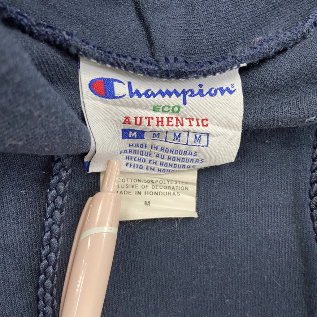 古着 used　champion　チャンピオン　プリントフーディー/スウェットパーカー　紺　ネイビー　Mサイズ