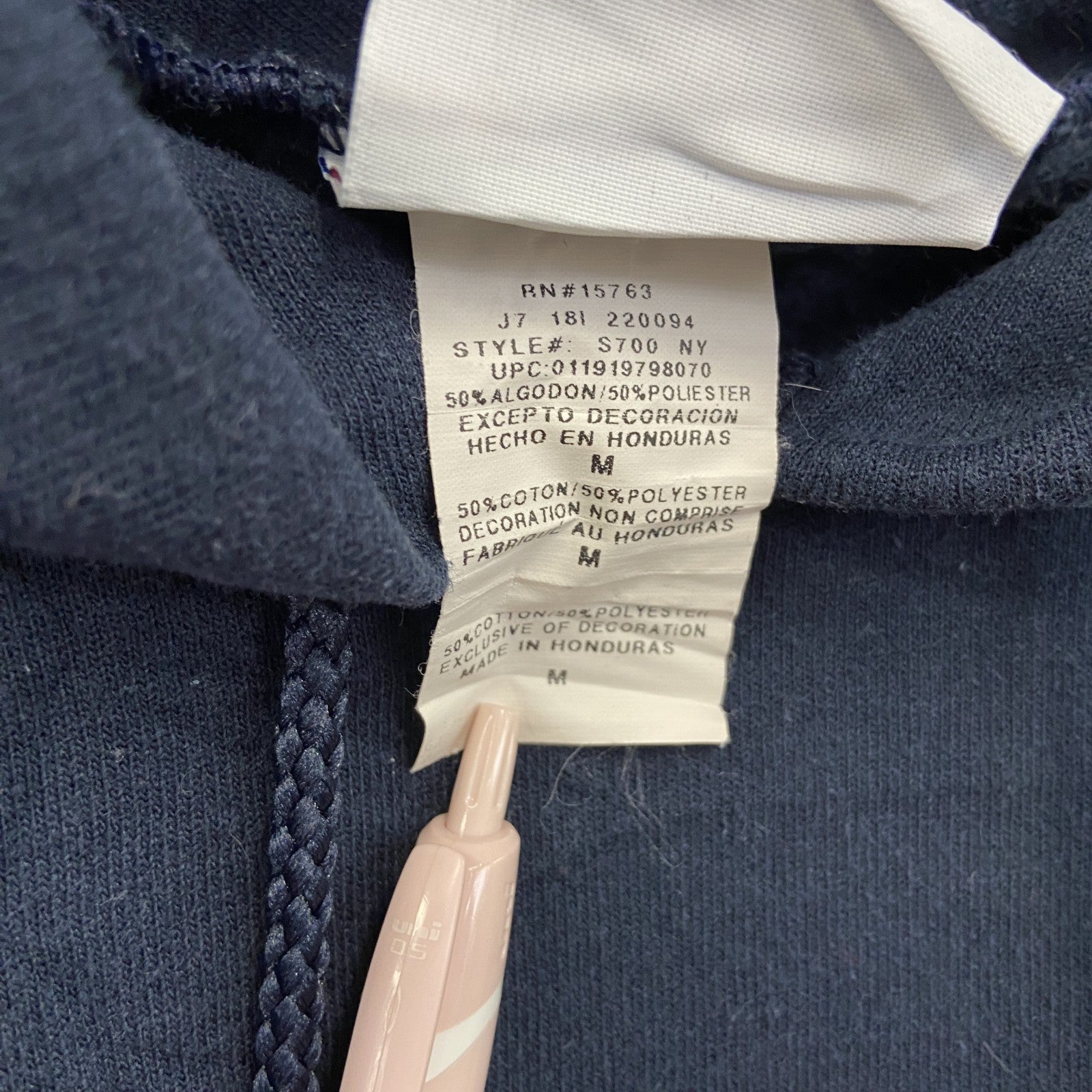 古着 used　champion　チャンピオン　プリントフーディー/スウェットパーカー　紺　ネイビー　Mサイズ