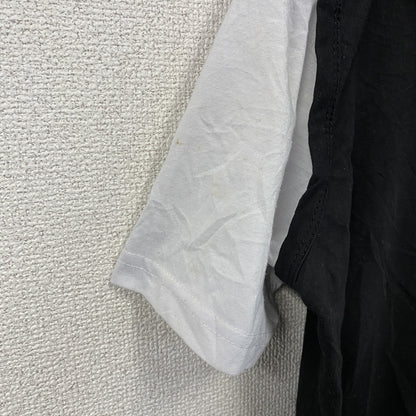 BLACK sports　フルジップ半袖プリントTシャツ　レイヤード　スカル　骸骨ジップ　黒　ブラック　