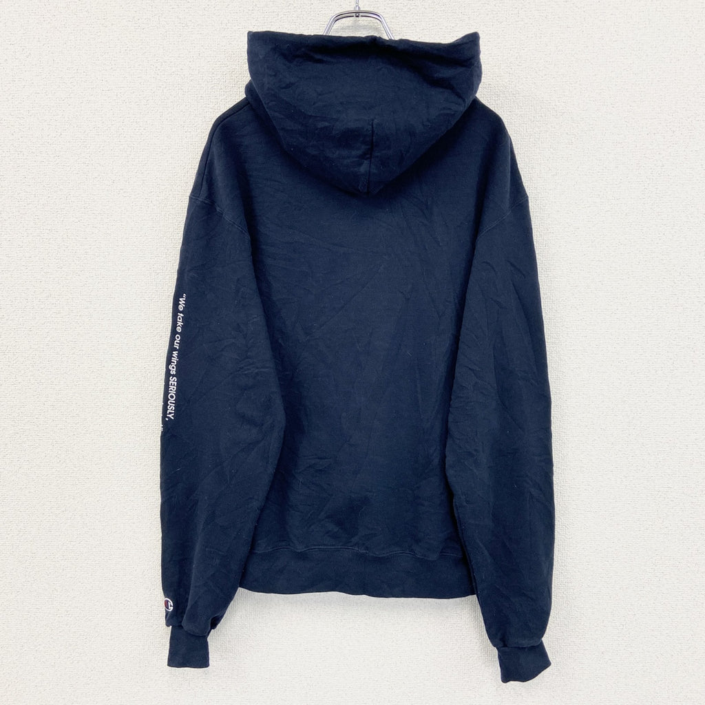 古着 used　champion　チャンピオン　プリントフーディー/スウェットパーカー　紺　ネイビー　Mサイズ