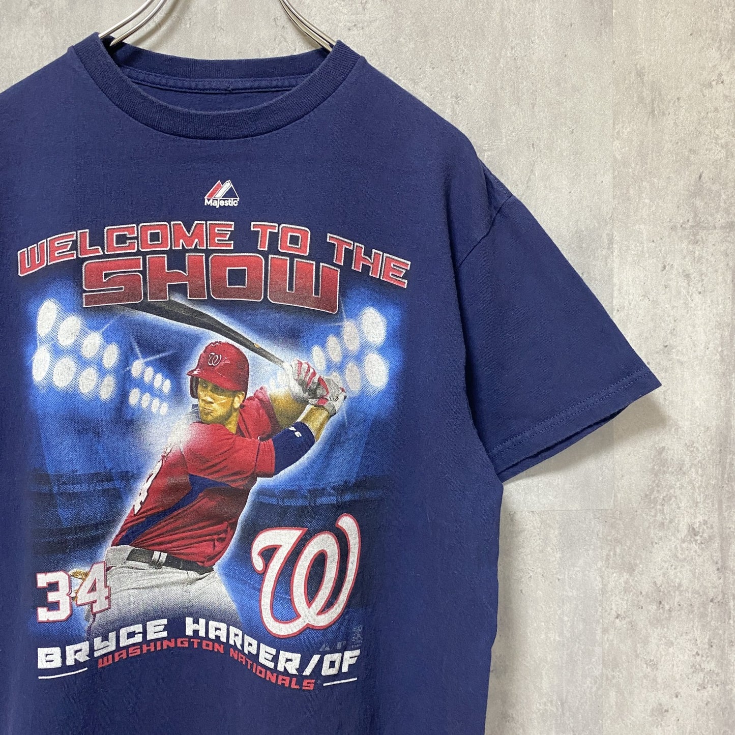 古着 used　ワシントンナショナルズ　ブライス・ハーパー　半袖プリントTシャツ　野球　ネイビー　レトロ　クルーネック　Mサイズ