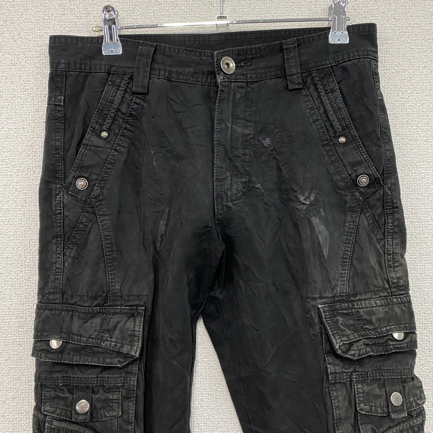 JUNYE JEANS　カーゴパンツ　黒　ブラック　30サイズ