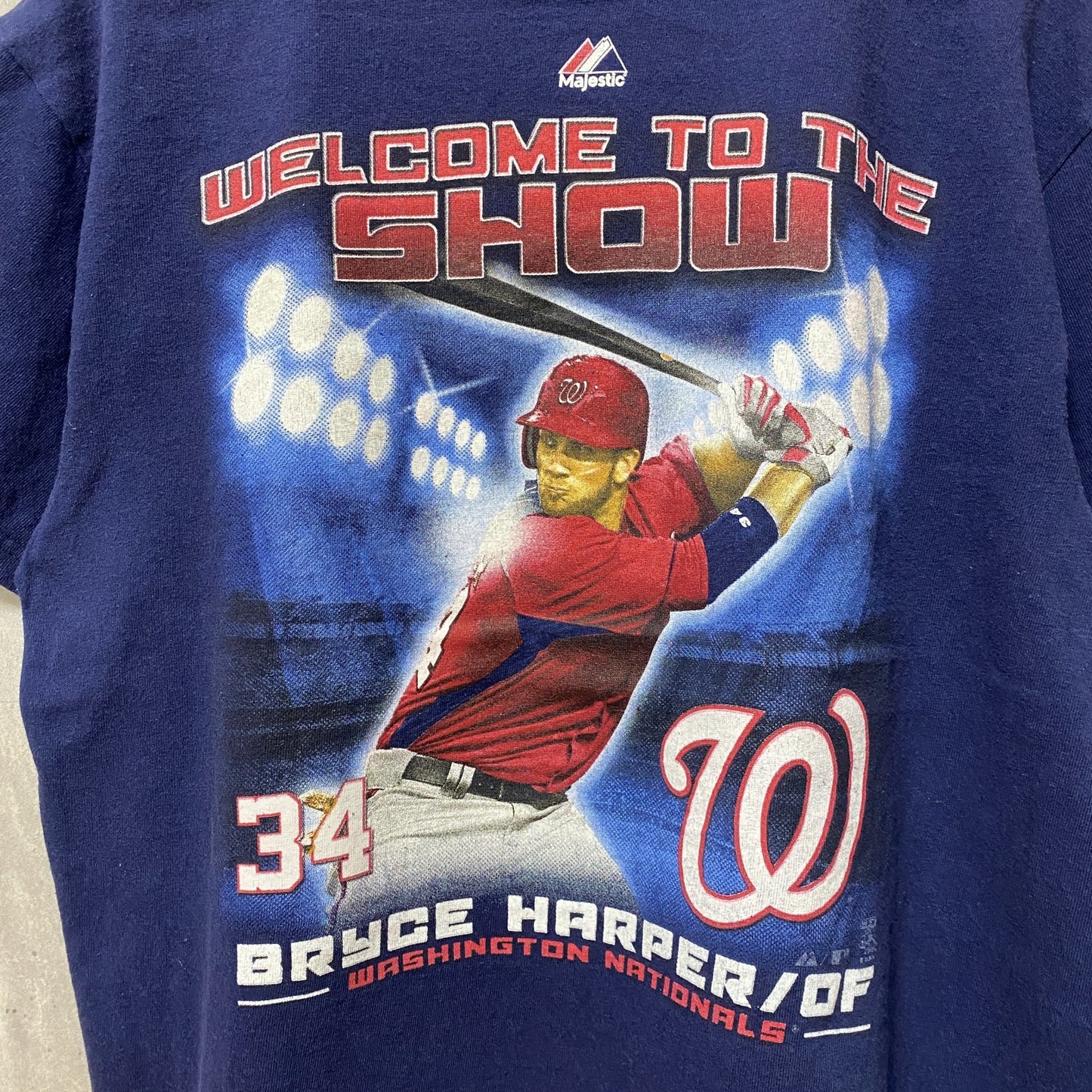古着 used　ワシントンナショナルズ　ブライス・ハーパー　半袖プリントTシャツ　野球　ネイビー　レトロ　クルーネック　Mサイズ