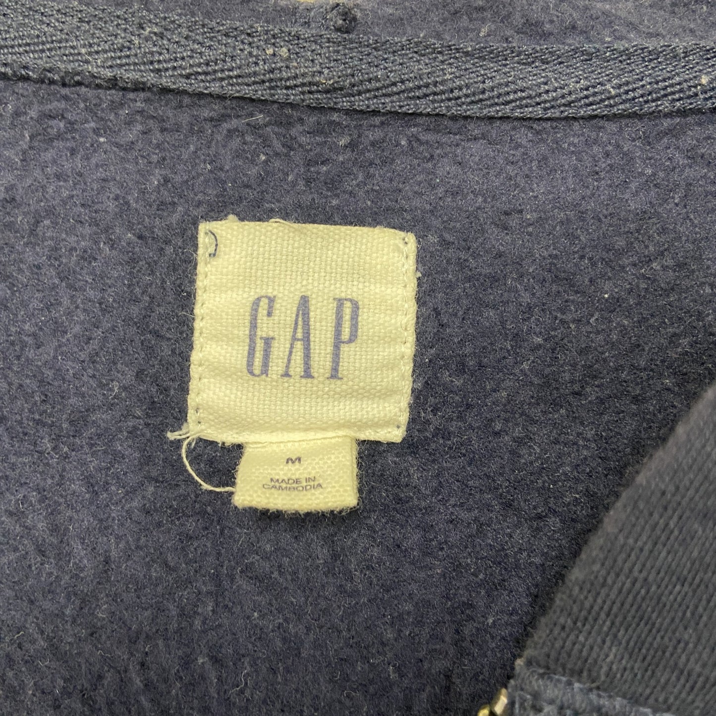 GAP　ギャップ　フルジップスウェットパーカー/フーディー　裏ボア　デカロゴ　紺　ネイビー　Mサイズ