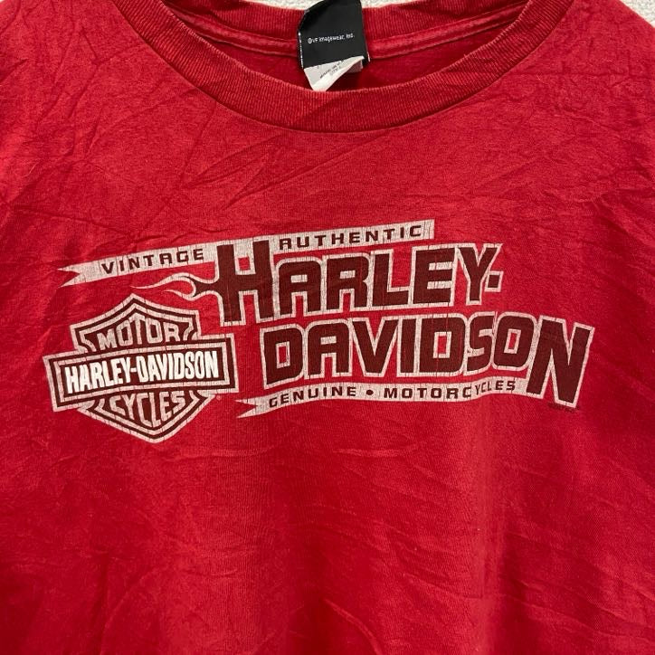古着 used　00s　HARLEY DAVIDSON　ハーレーダビッドソン　半袖両面プリントTシャツ　赤　レッド　Lサイズ