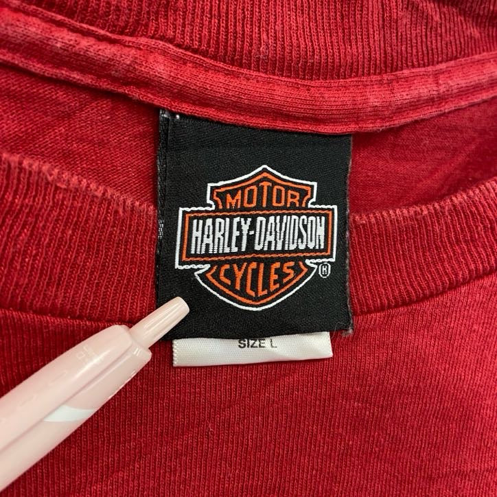古着 used　00s　HARLEY DAVIDSON　ハーレーダビッドソン　半袖両面プリントTシャツ　赤　レッド　Lサイズ