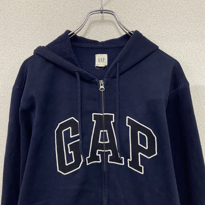 GAP　ギャップ　フルジップスウェットパーカー/フーディー　裏ボア　デカロゴ　紺　ネイビー　Mサイズ