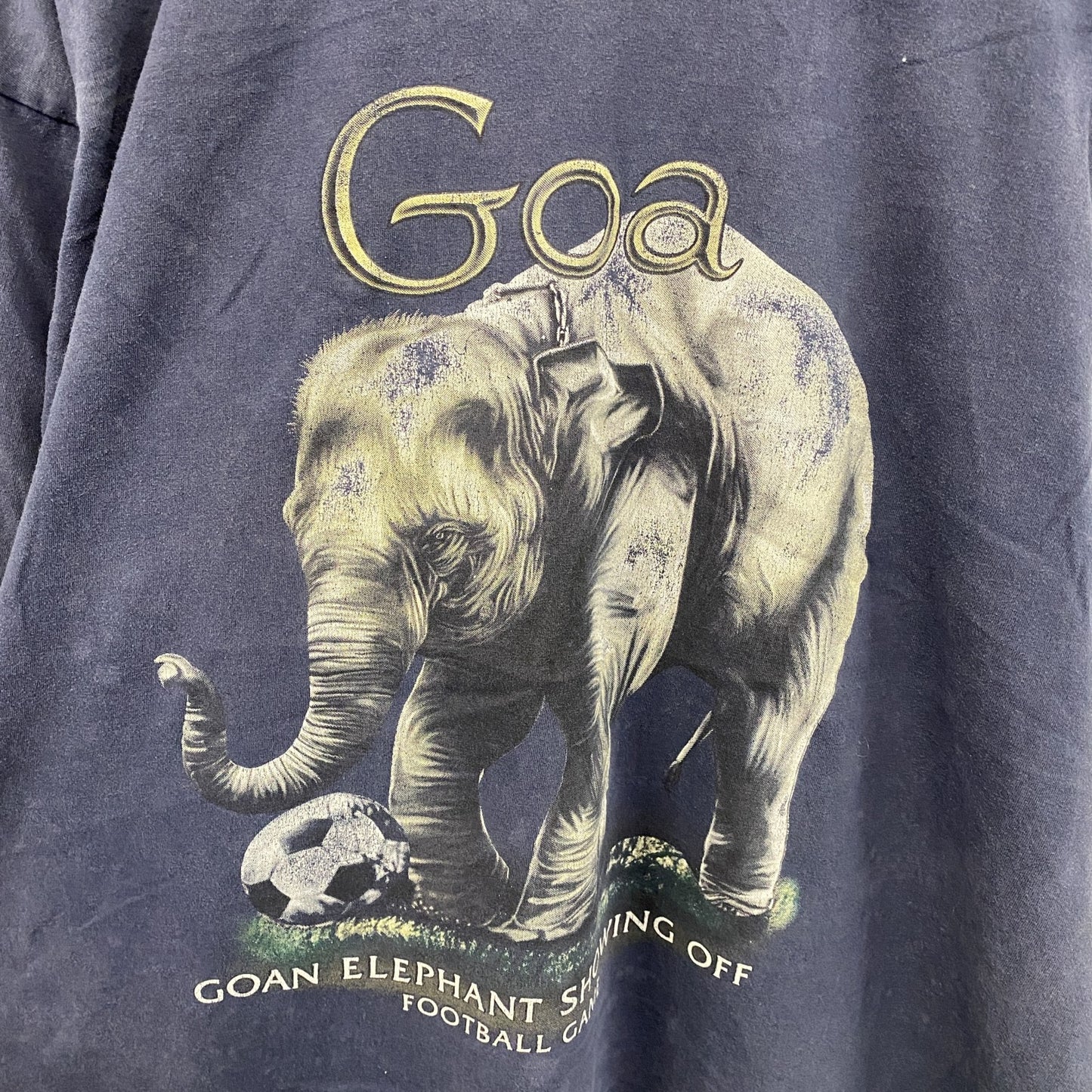 半袖プリントTシャツ　アニマルT　ゾウ　ヴィンテージ　紺　ネイビー　3XLサイズ
