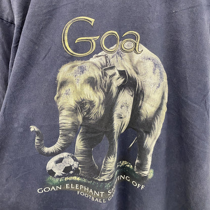 半袖プリントTシャツ　アニマルT　ゾウ　ヴィンテージ　紺　ネイビー　3XLサイズ