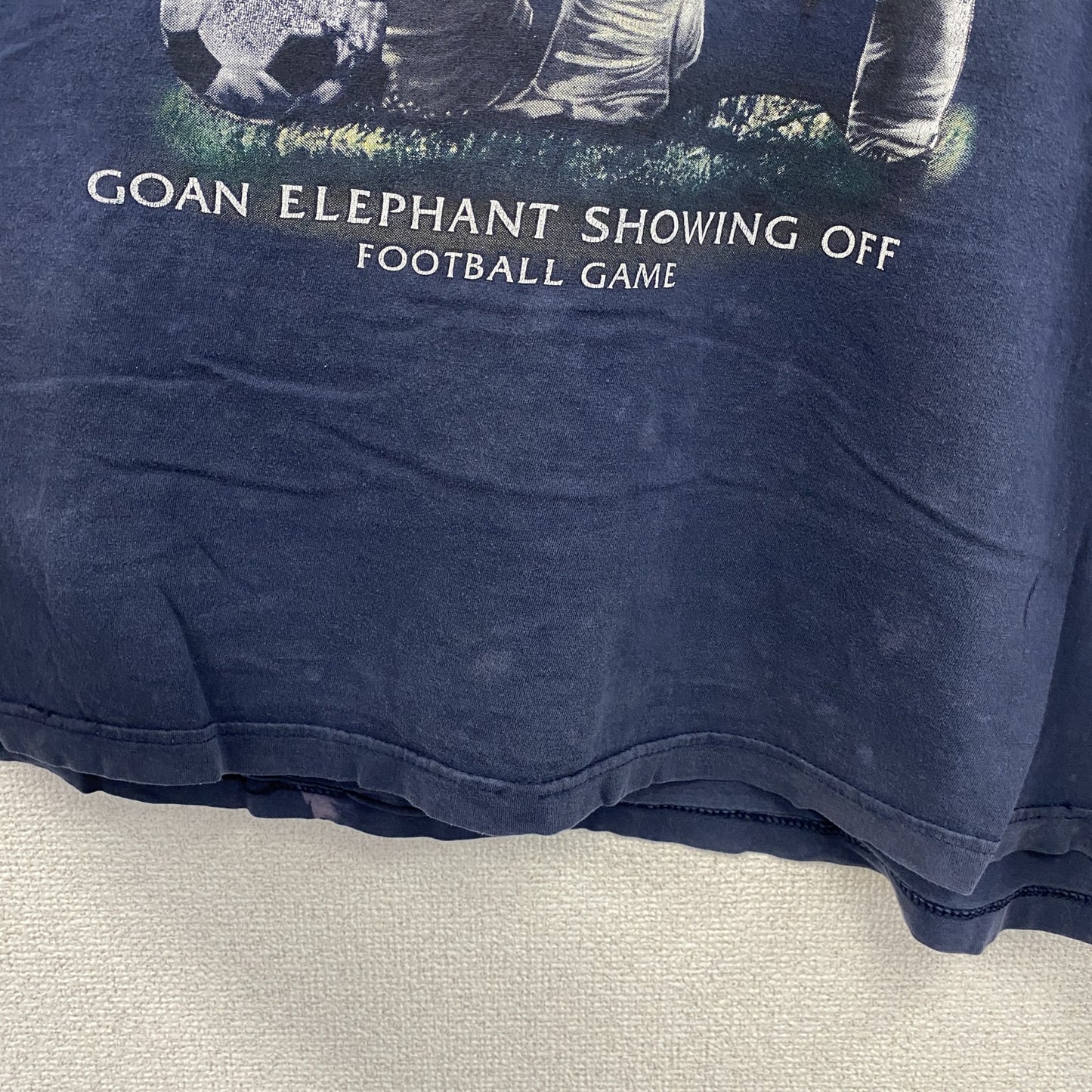 半袖プリントTシャツ　アニマルT　ゾウ　ヴィンテージ　紺　ネイビー　3XLサイズ