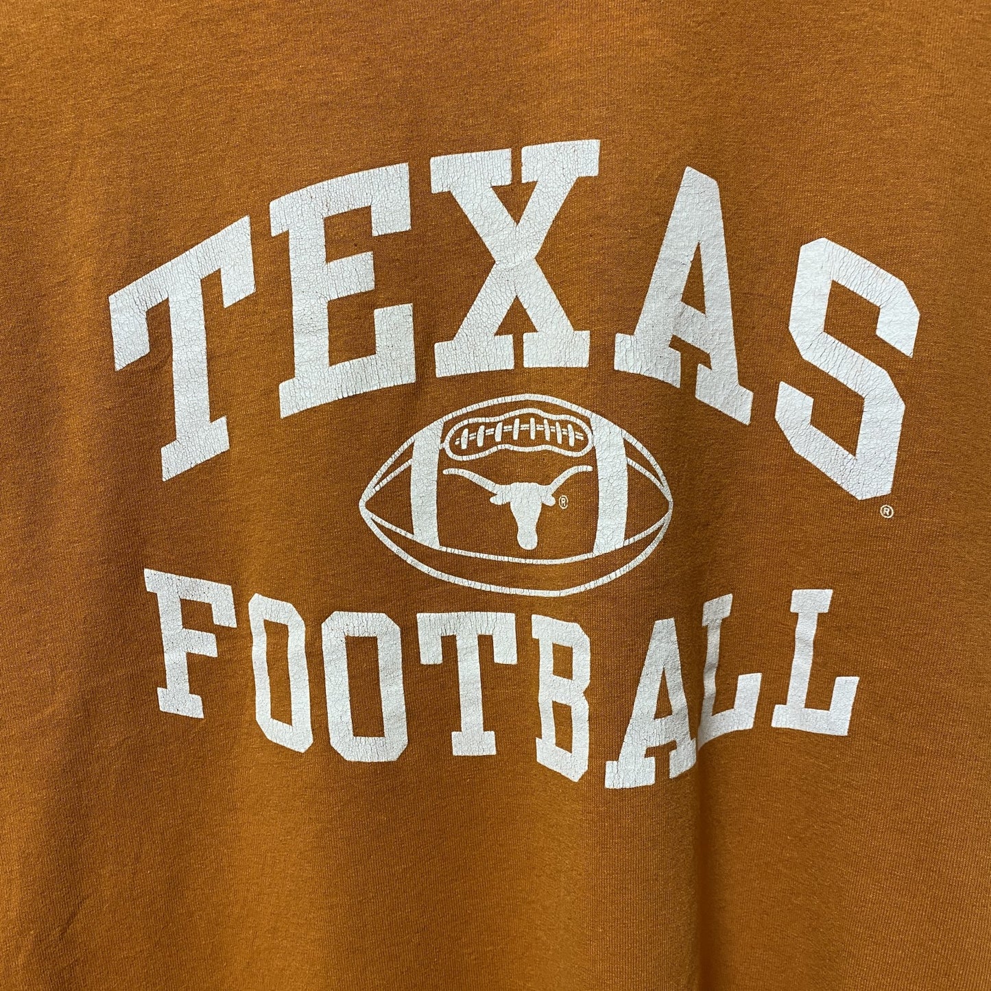 古着 used　GILDAN ギルダン　NCAA　テキサス大学　半袖プリントTシャツ　ロングホーンズ　アメフト　オレンジ　Mサイズ