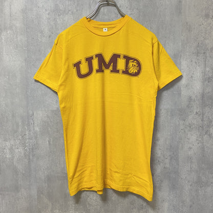 古着 used　ZUNI　UMD メリーランド大学　半袖カレッジプリントTシャツ　黄色　イエロー　レトロ　クルーネック　Mサイズ