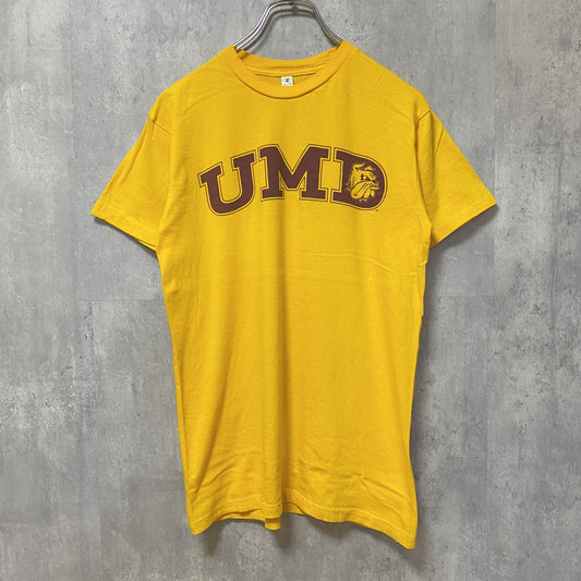 古着 used　ZUNI　UMD メリーランド大学　半袖カレッジプリントTシャツ　黄色　イエロー　レトロ　クルーネック　Mサイズ