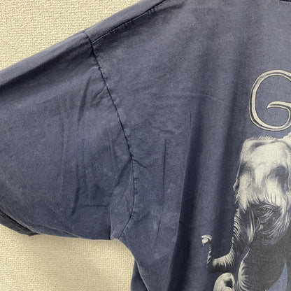 半袖プリントTシャツ　アニマルT　ゾウ　ヴィンテージ　紺　ネイビー　3XLサイズ
