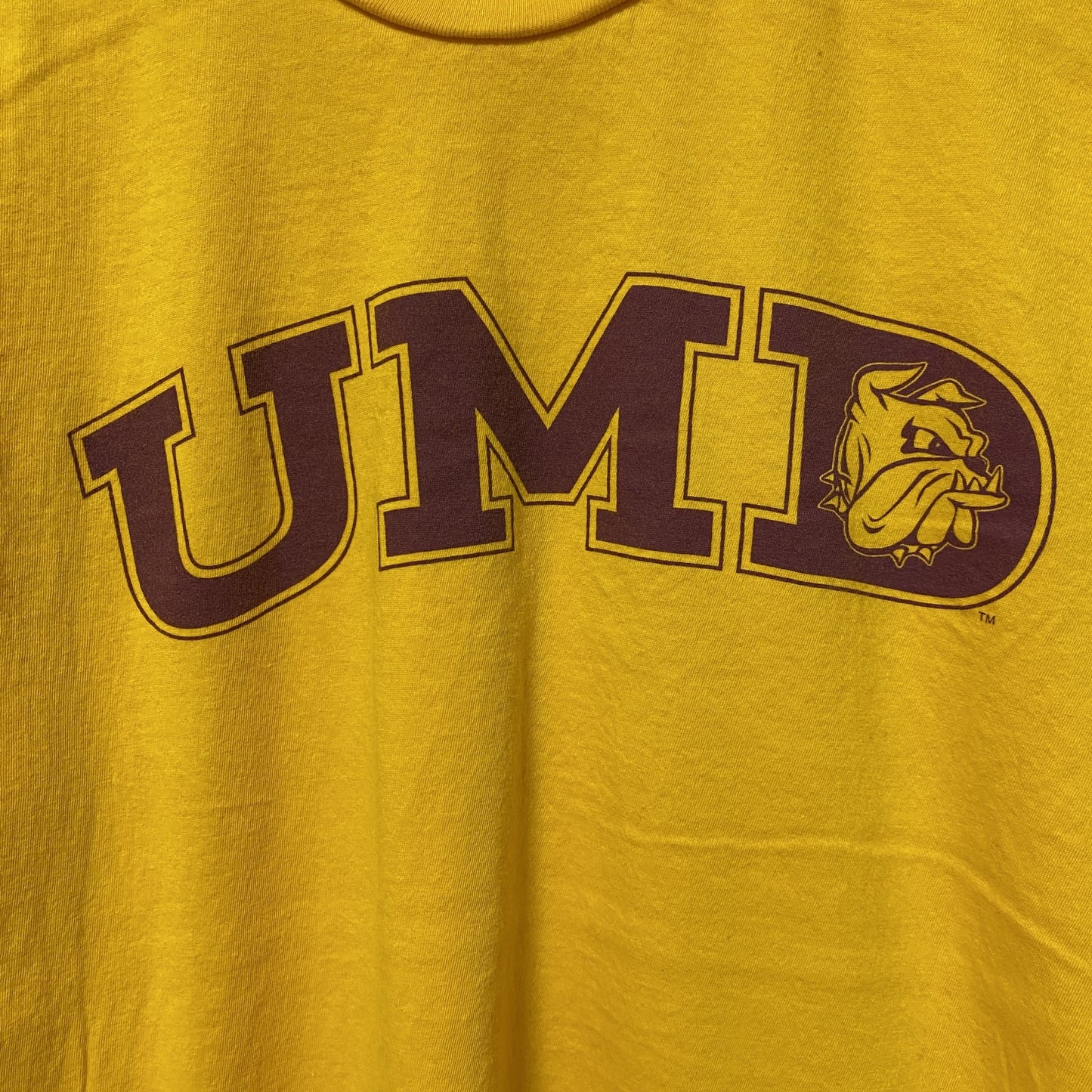 古着 used　ZUNI　UMD メリーランド大学　半袖カレッジプリントTシャツ　黄色　イエロー　レトロ　クルーネック　Mサイズ