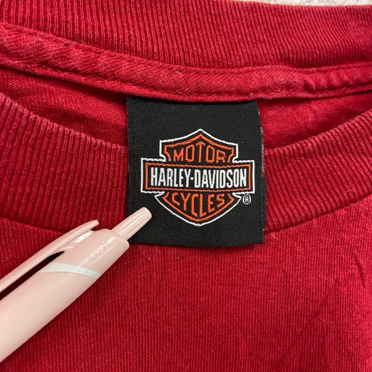 古着 used　HARLEY DAVIDSON　ハーレーダビッドソン　半袖両面プリントTシャツ　赤　レッド　2XLサイズ