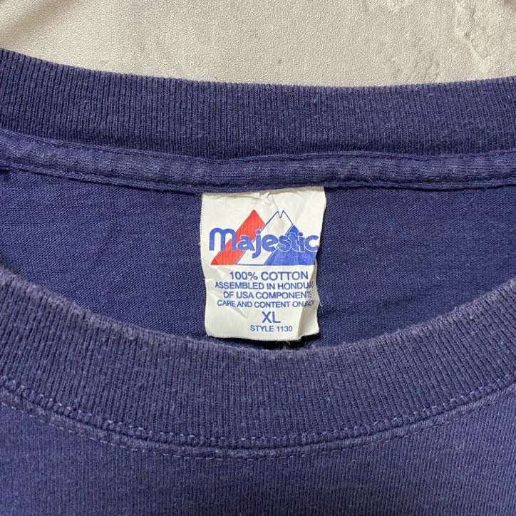 古着 used　MLB　WORLD SERIRS　マリナーズ　ニューヨークヤンキース　半袖プリントTシャツ　ネイビー　XLサイズ