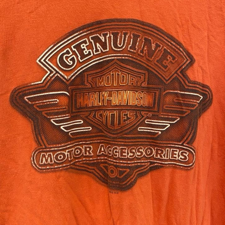 HARLEY DAVIDSON　ハーレーダビッドソン　半袖プリントTシャツ　オレンジ　XLサイズ