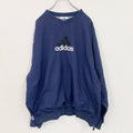 90s　adidas　アディダス　プルオーバーナイロンジャケット　ヴィンテージ　刺繡ロゴ　紺　ネイビー　XLサイズ