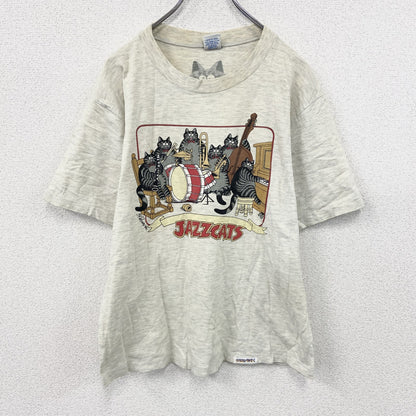 90s　crazy shirt　クレイジーシャツ　クリバンキャット　半袖プリントTシャツ　グレー　Mサイズ