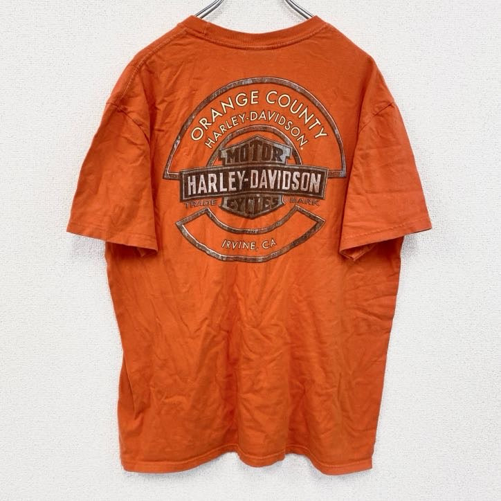 HARLEY DAVIDSON　ハーレーダビッドソン　半袖プリントTシャツ　オレンジ　XLサイズ