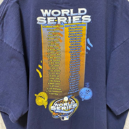 古着 used　MLB　WORLD SERIRS　マリナーズ　ニューヨークヤンキース　半袖プリントTシャツ　ネイビー　XLサイズ