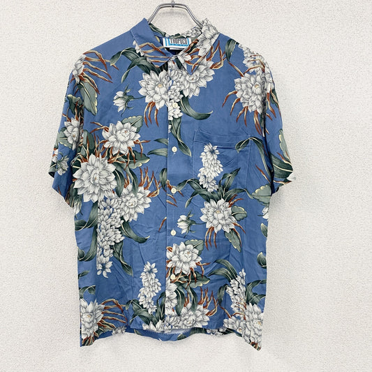 80s～　TROPOCO　半袖アロハシャツ　花柄　総柄　ヴィンテージ　青　ブルー　Sサイズ