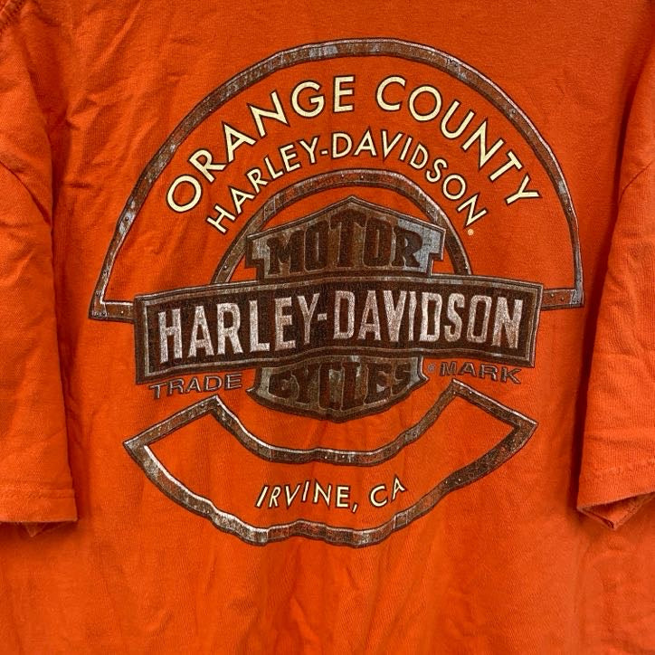 HARLEY DAVIDSON　ハーレーダビッドソン　半袖プリントTシャツ　オレンジ　XLサイズ
