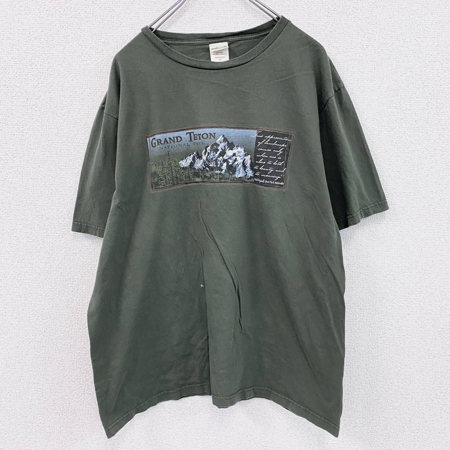 anvil organic　アンビル オーガニック　半袖プリントTシャツ　カーキ　XLサイズ