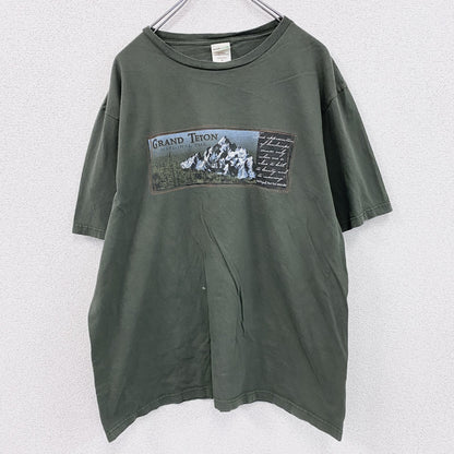 anvil organic　アンビル オーガニック　半袖プリントTシャツ　カーキ　XLサイズ