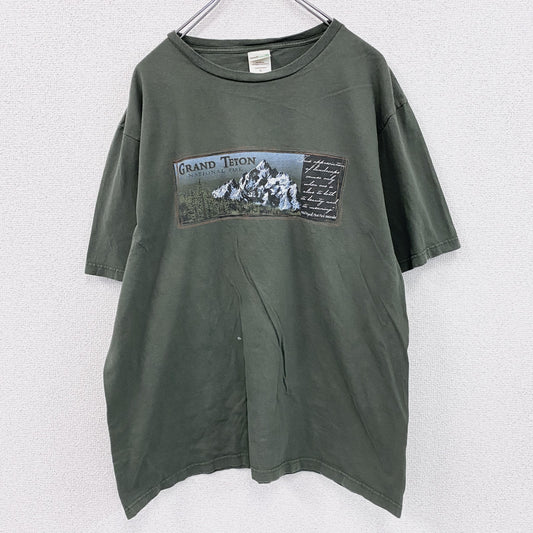 anvil organic　アンビル オーガニック　半袖プリントTシャツ　カーキ　XLサイズ