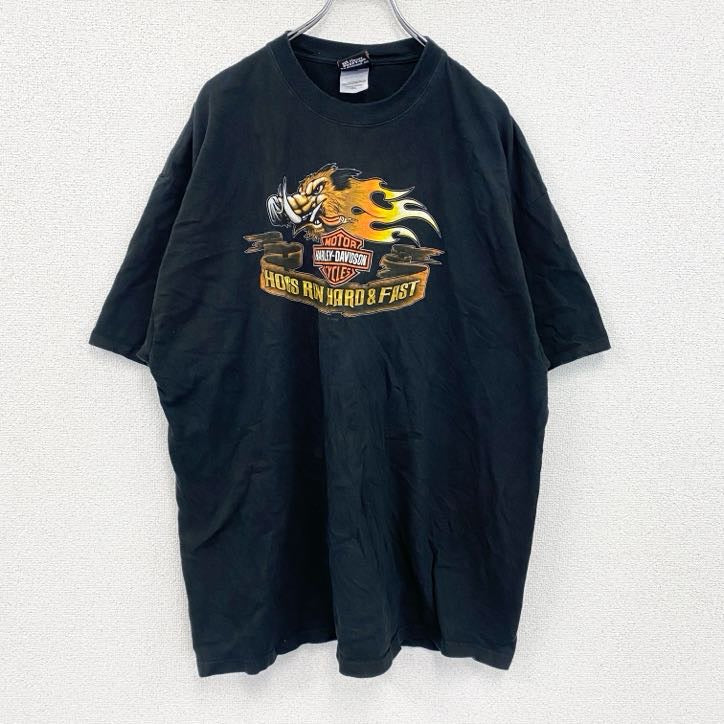 HARLEY DAVIDSON　ハーレーダビッドソン　半袖プリントTシャツ　黒　ブラック　2XLサイズ