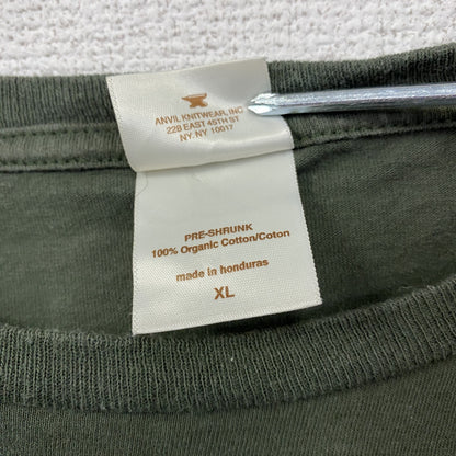 anvil organic　アンビル オーガニック　半袖プリントTシャツ　カーキ　XLサイズ
