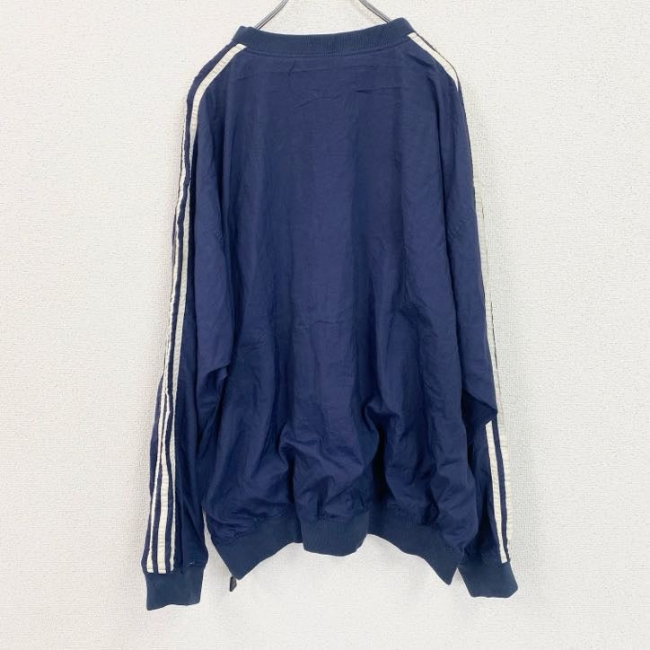 90s　adidas　アディダス　プルオーバーナイロンジャケット　ヴィンテージ　刺繡ロゴ　紺　ネイビー　XLサイズ